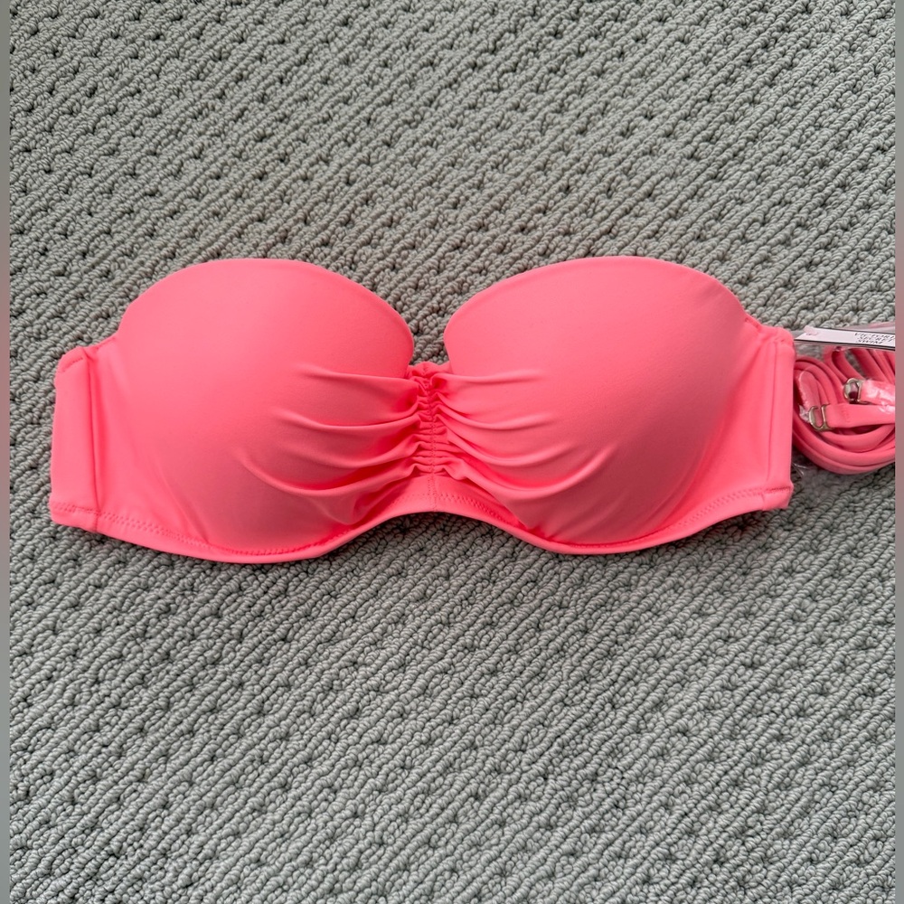 NWT Victoria's Secret Neon Pink Strapless Bikini Top